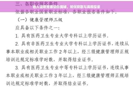 收入证明背面空白揭秘，如何获取与真相探索