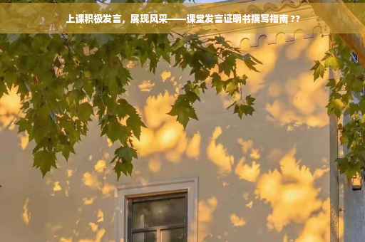 上课积极发言，展现风采——课堂发言证明书撰写指南 ??