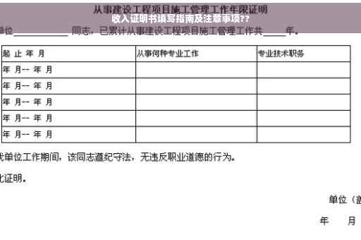 收入证明书填写指南及注意事项??