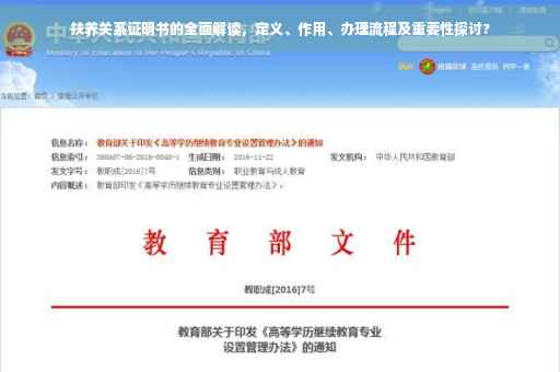 扶养关系证明书的全面解读，定义、作用、办理流程及重要性探讨?