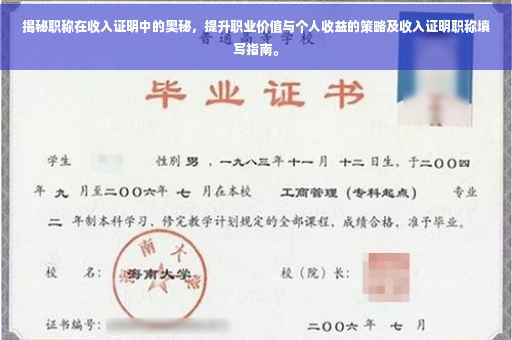 揭秘职称在收入证明中的奥秘，提升职业价值与个人收益的策略及收入证明职称填写指南。