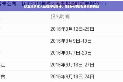 职业贷款收入证明真相揭秘，如何开具明智决策的关键