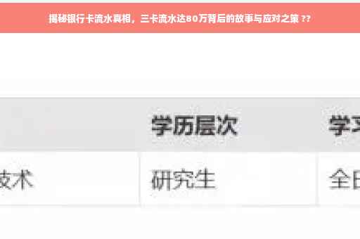 揭秘银行卡流水真相，三卡流水达80万背后的故事与应对之策 ??