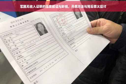 军属无收入证明的深度解读与影响，开具方法与背后意义探讨