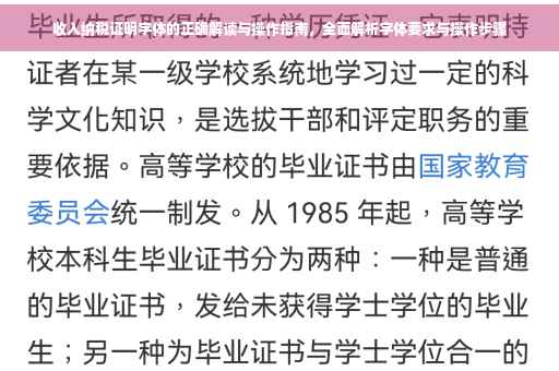 收入纳税证明字体的正确解读与操作指南，全面解析字体要求与操作步骤