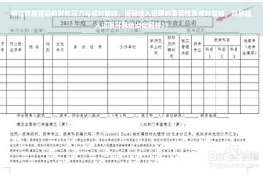 镇江购房背后的财务压力与应对策略，揭秘收入证明的重要性及应对策略，购房收入证明开具地点全解析??