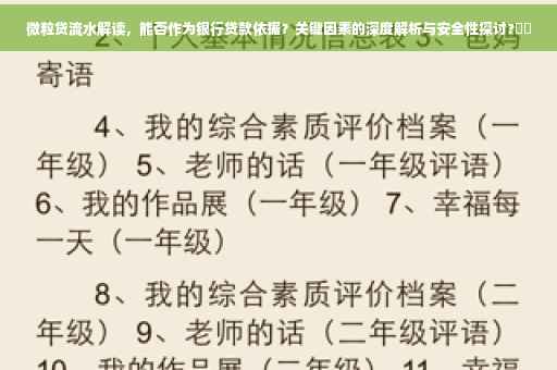 微粒贷流水解读，能否作为银行贷款依据？关键因素的深度解析与安全性探讨?⚡️