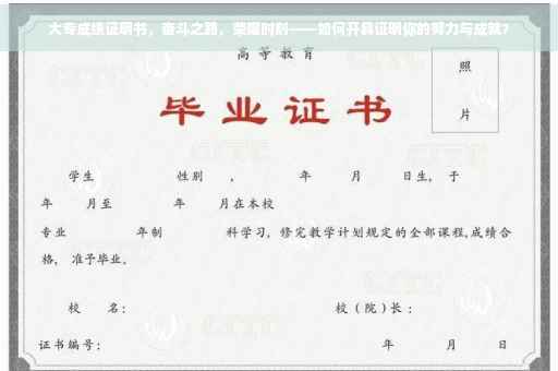 大专成绩证明书，奋斗之路，荣耀时刻——如何开具证明你的努力与成就？