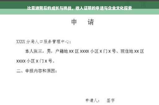 比亚迪背后的成长与挑战，收入证明的申请与企业文化探索