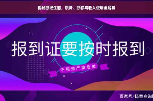 揭秘职场生态，职务、职称与收入证明全解析