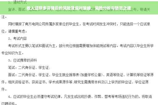收入证明多开背后的风险及应对策略，风险分析与防范之道