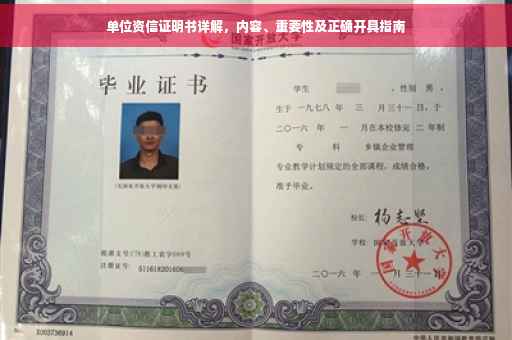单位资信证明书详解，内容、重要性及正确开具指南