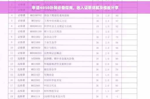 申请4050补贴必备指南，收入证明详解及模板分享