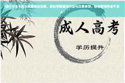 银行卡无卡流水账查询全攻略，轻松掌握查询方法与注意事项，快速查询账单不求人！