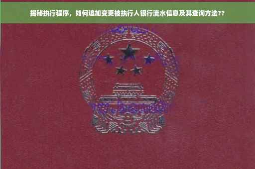 揭秘执行程序，如何追加变更被执行人银行流水信息及其查询方法??