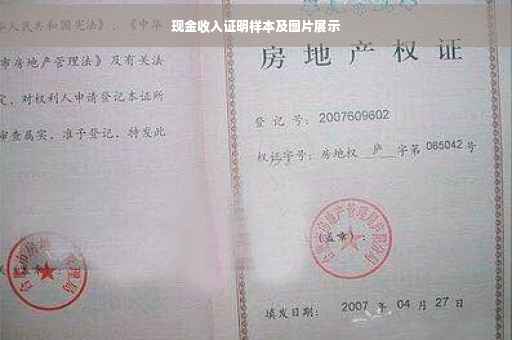 现金收入证明样本及图片展示