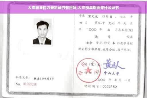大专职业能力鉴定证书有用吗,大专模具都要考什么证书