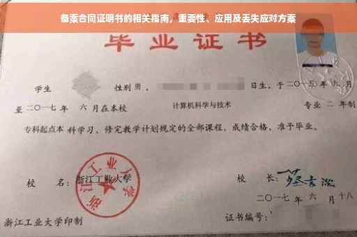备案合同证明书的相关指南，重要性、应用及丢失应对方案