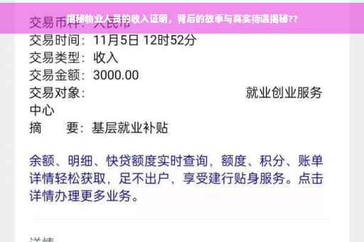 揭秘物业人员的收入证明，背后的故事与真实待遇揭秘??