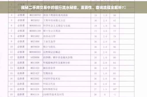 揭秘二手房交易中的银行流水秘密，重要性、查询流程全解析?✨