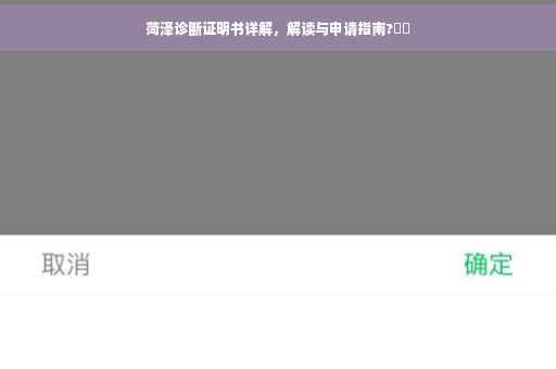 菏泽诊断证明书详解，解读与申请指南?⚡️