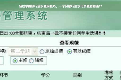 轻松掌握银行流水查询技巧，一个月银行流水记录查看指南??