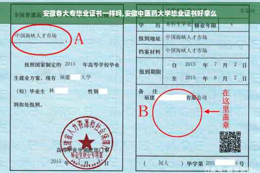安徽各大专毕业证书一样吗,安徽中医药大学毕业证书好拿么