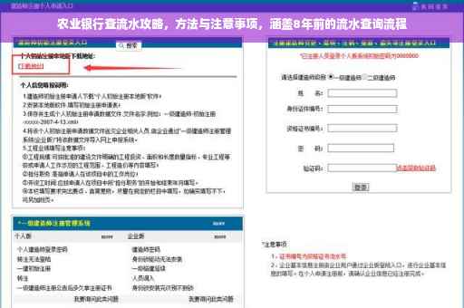 农业银行查流水攻略，方法与注意事项，涵盖8年前的流水查询流程