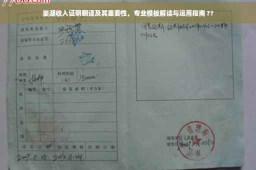 巢湖收入证明翻译及其重要性，专业模板解读与运用指南 ??