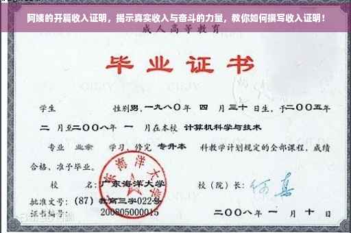 阿姨的开篇收入证明，揭示真实收入与奋斗的力量，教你如何撰写收入证明！