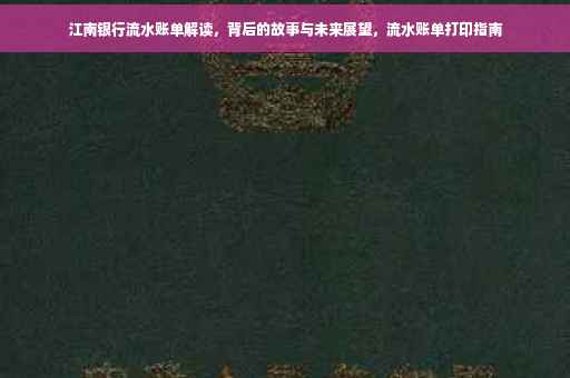 江南银行流水账单解读，背后的故事与未来展望，流水账单打印指南