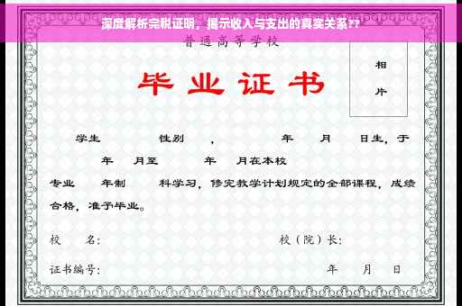 深度解析完税证明，揭示收入与支出的真实关系??