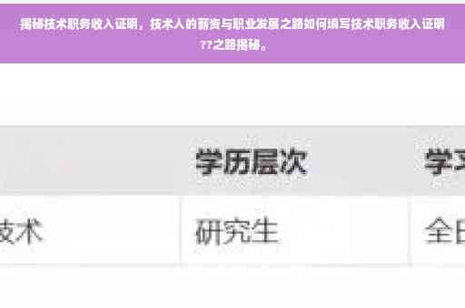 揭秘技术职务收入证明，技术人的薪资与职业发展之路如何填写技术职务收入证明??之路揭秘。