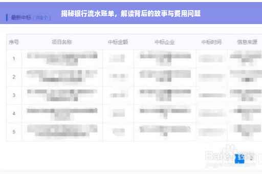 揭秘银行流水账单，解读背后的故事与费用问题