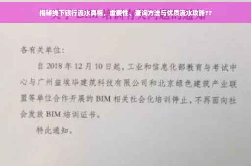 揭秘线下银行流水真相，重要性、查询方法与优质流水攻略??