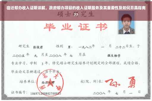 宿迁帮办收入证明详解，政府帮办项目的收入证明服务及其重要性及如何开具指南??