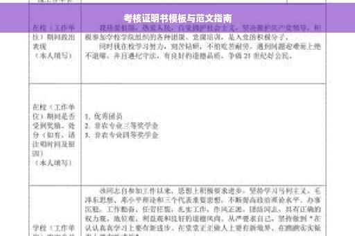 考核证明书模板与范文指南