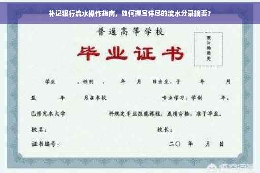 补记银行流水操作指南，如何撰写详尽的流水分录摘要？