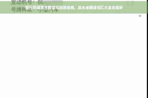 银行双语流水解读与运用指南，流水单翻译词汇大全全解析