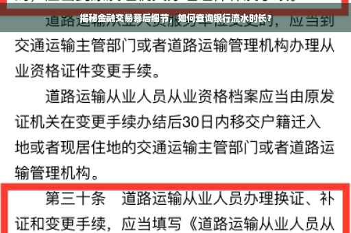 揭秘金融交易幕后细节，如何查询银行流水时长？