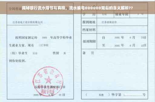 揭秘银行流水细节与真相，流水编号000000背后的含义解析??