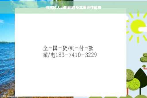 淮南收入证明翻译及其重要性解析