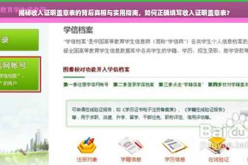 揭秘收入证明盖章表的背后真相与实用指南，如何正确填写收入证明盖章表？