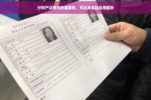 分财产证明书的重要性、写法及实际应用解析