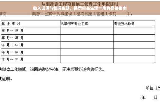 收入证明与情况说明，揭示真实生活一角的模板指南