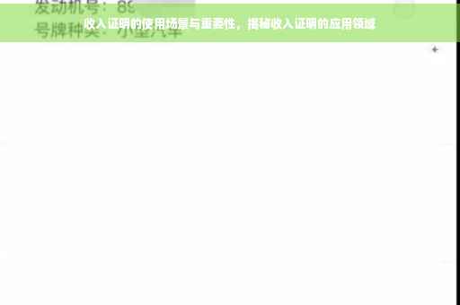 收入证明的使用场景与重要性，揭秘收入证明的应用领域