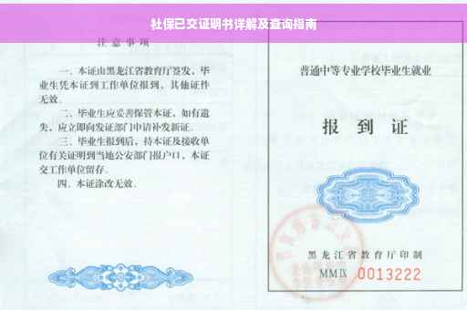 社保已交证明书详解及查询指南