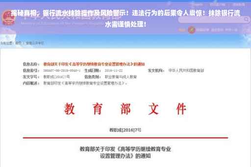 揭秘真相，银行流水抹除操作及风险警示！违法行为的后果令人震惊！抹除银行流水需谨慎处理！