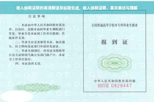 收入纳税证明的英语翻译及标题生成，收入纳税证明，英文表达与理解