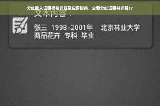 分红收入证明模板详解及应用指南，公司分红证明书详解??